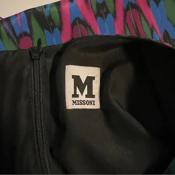 Vintage Missoni Silk Shift Dress Pink Green Blue Fringe Hem - Picture 7 of 7